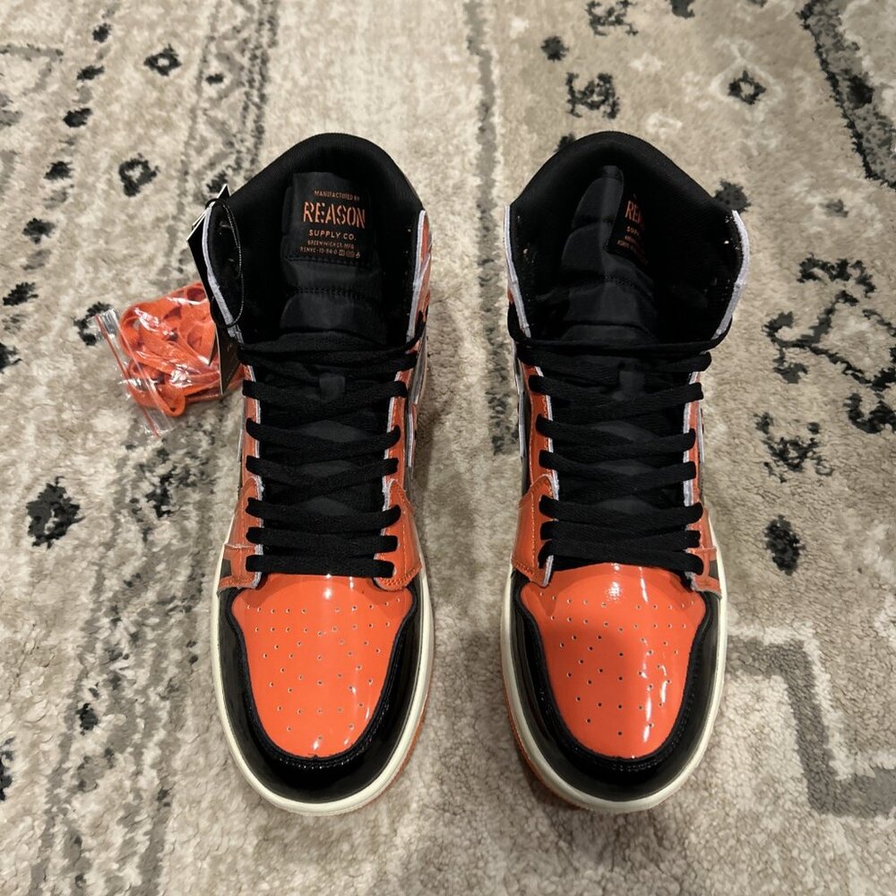 Reason Brand High Top Paisley Sneakers Men's Size 10.5 Black/ Orange RBSK-4 - Picture 4 of 7